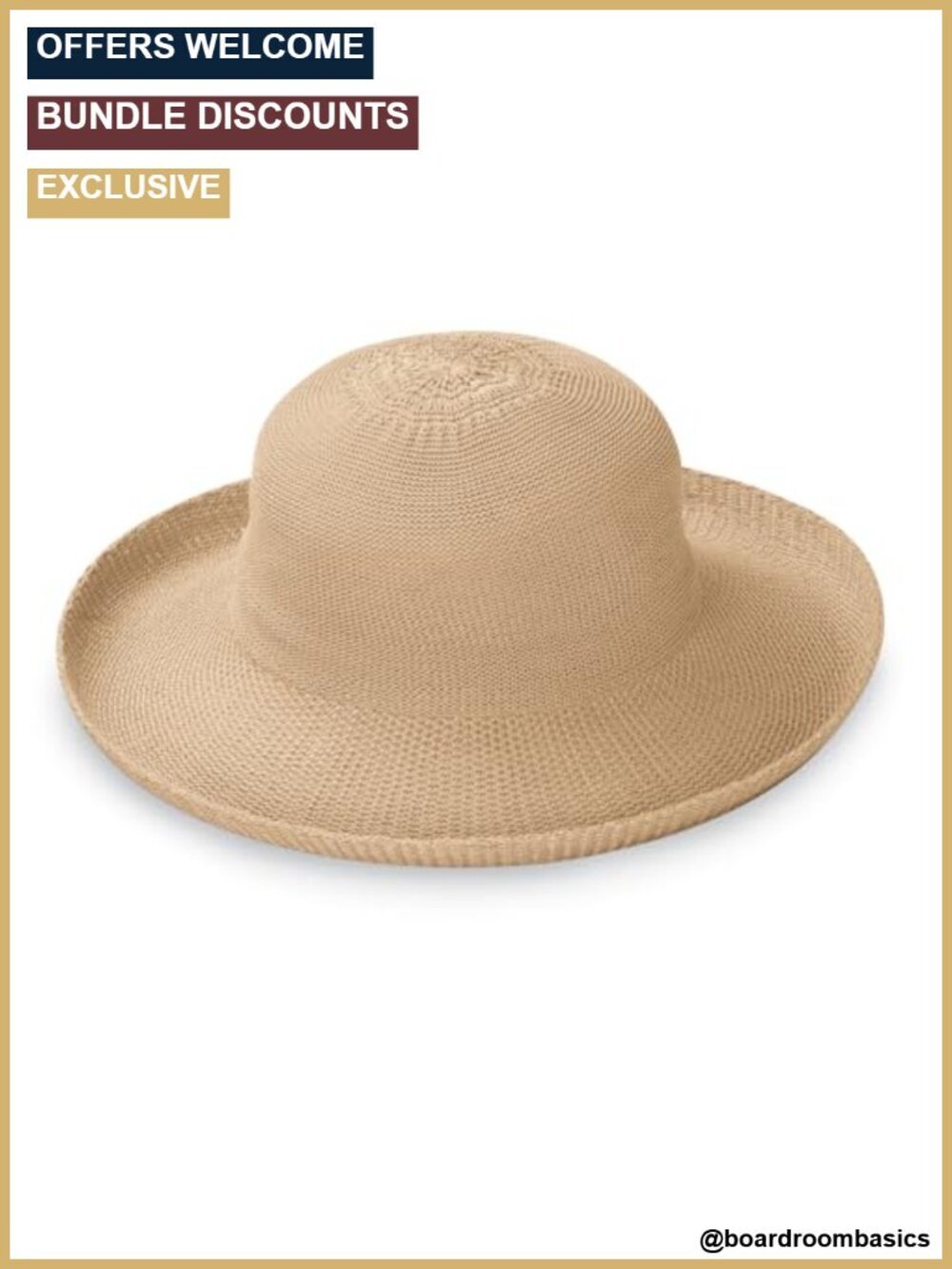 Packable Poly-Straw Sun Hat with UPF 50+ Protection, Adjustable Drawstring